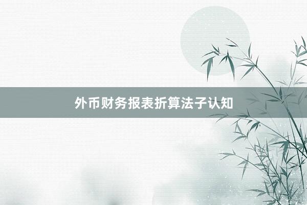 外币财务报表折算法子认知